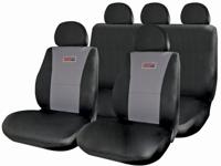 Race Sport stoelhoezenset GT uni polyester zwart/grijs 11 delig