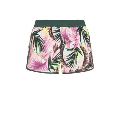 Protest gebloemde strandshort Redwood lichtroze/groen