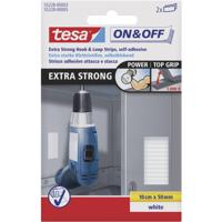 TESA On & Off 55228-03-00 Klittenband strips Om vast te plakken Haak- en lusdeel, Extra sterk (l x b) 100 mm x 50 mm Wit 2 stuk(s)