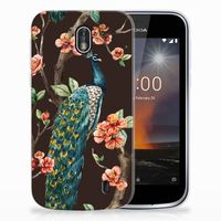 Nokia 1 TPU Hoesje Pauw met Bloemen