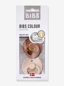 Set van 2 BIBS Colour-fopspenen, maat 1 van 0 tot 6 maanden terracotta + poederroze