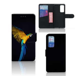 Huawei P40 Telefoonhoesje met Pasjes Papegaai