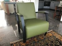 Leren fauteuil met stalen frame - groen leer - Echt leer, Industrieel, ontdek de vele Leersoorten en Kleuren bij ShopX