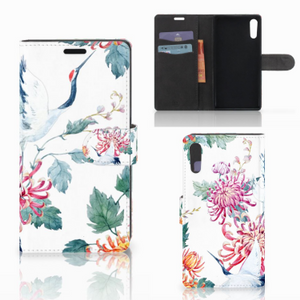 Sony Xperia XZ | Sony Xperia XZs Telefoonhoesje met Pasjes Bird Flowers