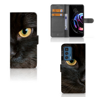 Motorola Edge 20 Pro Telefoonhoesje met Pasjes Zwarte Kat - thumbnail