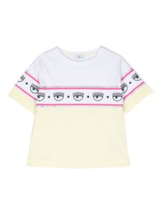 Chiara Ferragni Kids t-shirt en coton à bandes logo - Jaune