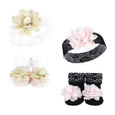 Hudson Baby Infant Girl Headband and Socks Set, Lace, 0-9 Months