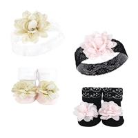 Hudson Baby Infant Girl Headband and Socks Set, Lace, 0-9 Months