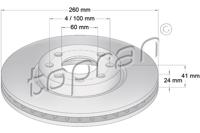 Remschijf TOPRAN, Remschijftype: Geventileerd: , Inbouwplaats: Vooras, u.a. für Opel, Vauxhall - thumbnail