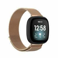 By Qubix - Compatible met Fitbit Versa 3/4 & Sense 1/2 milanese bandje - Small - Champagne goud - Compatible fitbit bandje