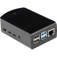 Joy-it rb-alucasep4+06 SBC-behuizing Geschikt voor serie: Raspberry Pi Met bevestigingslasplaat Zwart