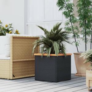 Plantenbak 40x40x40 cm poly rattan zwart