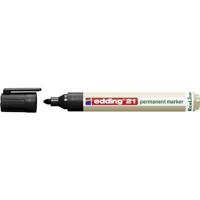 edding 21 Ecoline permanent marker - zwart - 1 stift - ronde punt 1,5-3 mm - sneldrogende permanent marker - watervast en wrijfvast - voor karton, kunststof, hout, metaal - universele marker