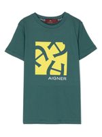 Aigner Kids t-shirt en coton à logo imprimé - Vert