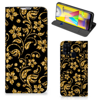 Samsung Galaxy M31 Smart Cover Gouden Bloemen