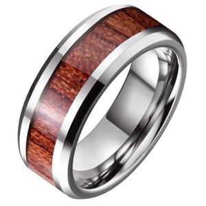 Wolfraam heren ring Tom Jaxon Zilverkleurig Glans Palissander Inlay-18mm