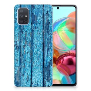 Samsung Galaxy A71 Bumper Hoesje Wood Blue