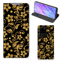 Samsung Galaxy S20 Ultra Smart Cover Gouden Bloemen - thumbnail