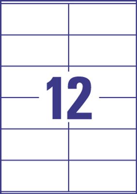 Europe 100 ELA021 Universele etiketten 105 x 48 mm Papier Wit 1200 stuk(s) Permanent hechtend Inkjet, Laser (zwart/wit), Laser (kleur), Kopiëren (zwart/wit),