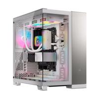 CORSAIR 6500X Mid-Toren ATX PC-Behuizing met Twee Kamers - Panoramisch Gehard Glas - Omgekeerd Aansluiting Moederbord Compatibel - Geen Fans Inbegrepen - Wit/Aluminium Satijngrijs