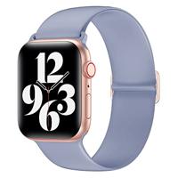 By Qubix - Elastische Solo Loop bandje - Lavendel - Compatible met Apple Watch 44mm / 45mm / 46mm / 49mm - Compatible Apple watch bandjes