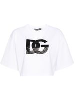 Dolce & Gabbana t-shirt crop à logo imprimé - Blanc