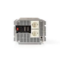 Inverter Gemodificeerde Sinusgolf - Ingangsvoltage: 24 V DC - Apparaat stroomoutput: Type F (CEE 7/3) - 230 V AC 50 Hz - 4000 W - Piekvermogen: 8000 W - Screw Terminal - Zilver