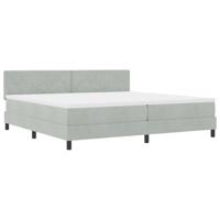 vidaXL Boxspringbed met matras fluweel lichtgrijs 200x200 cm