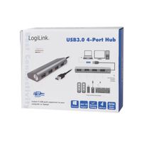 LogiLink UA0307 interface hub USB 3.2 Gen 1 (3.1 Gen 1) Type-A 5000 Mbit/s Aluminium - thumbnail