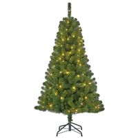 Groene kunst kerstboom/kunstboom met warm witte verlichting 120 cm