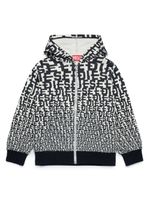 Diesel Kids hoodie zippé à imprimé monogrammé - Noir