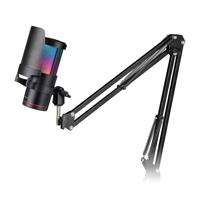 Mars Gaming MMIC-SC, Professionele Studiomicrofoon, ARGB High-End Design, Hoge Definitie 192Khz 24-bit, Omnidirectionele Mechanische Arm, Bedieningswiel, Metalen Popfilter, Zwart