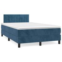 vidaXL Boxspring met matras en LED fluweel donkerblauw 120x190 cm, bed, boxspringbed, tweepersoonsbed, slaapmeubel, boxspring bed, bed met matras