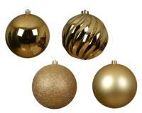 Kaemingk Kerstbal onbreekbaar (glitter, mat, glanzend, schimmel, mix) goud 14 cm