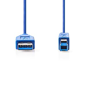 Nedis CCGP61100BU20 USB-kabel 2 m USB 3.2 Gen 1 (3.1 Gen 1) USB A USB B Blauw