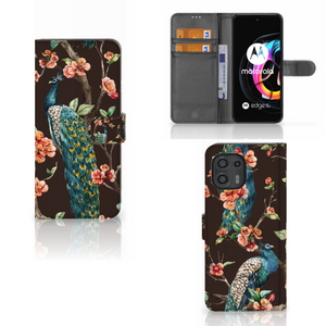 Motorola Edge 20 Lite Telefoonhoesje met Pasjes Pauw met Bloemen