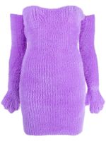 Off-White robe courte Fuzzy Gloves à épaules dénudées - Violet