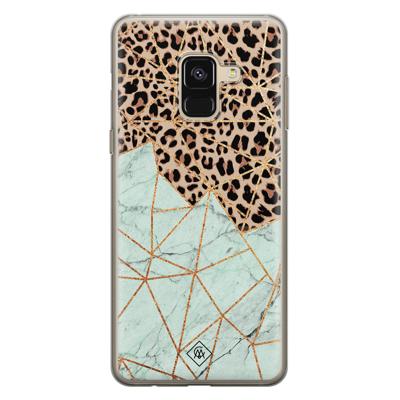 Samsung Galaxy A8 (2018) siliconen hoesje - Luipaard marmer mint Samsung Galaxy A8 (2018) siliconen hoesje - Luipaard marmer mint