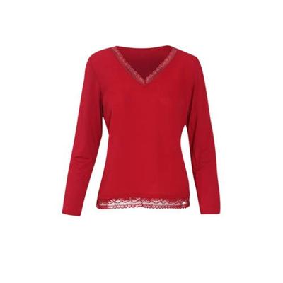 Cassis top met kant bordeaux