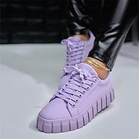 Dames Sneakers Grote maten Comfortabele schoenen Dagelijks Wandelen Zomer Ronde Teen Klassiek Casual Satijn Veters Kameel zwart / wit Wit en Paars Lightinthebox