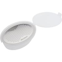 Westmark Muskaatrasp, met opvang-/bewaarbakje en mesbeschermer, ovaal, kunststof/roestvrij staal, Technicus Nut, wit/zilver, 14442260