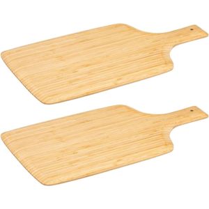 2x Stuks snijplank met handvat 28 x 20 cm van bamboe hout