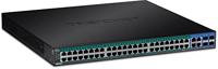 TRENDnet TPE-5240WS 52-poorts Gigabit Web Smart PoE+ Switch, zwart, 48 Gigabit PoE+ poorten, 4 gedeelde Gigabit poorten (RJ-45 of SFP), VLAN, QoS, LACP, IPv6