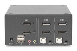 Digitus DS-12862 KVM-switch 2 poorten DisplayPort Toetsenbord, USB 1920 x 1080 Pixel, 1920 x 1200 Pixel, 1920 x 1280 Pixel, 1920 x 1440 Pixel, 2560 x 1080