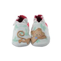 Robeez babyslofjes Acrobatic Monkey beige clair rouge Maat - thumbnail