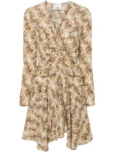 ISABEL MARANT robe en soie Usmara à copie courte - Marron