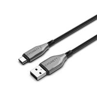 Cygnett Gepantserde USB-C naar USB-A (USB 2.0) kabel 60 W snel opladen (1 m, zwart)