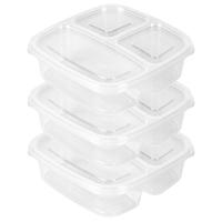 PlasticForte Vershoudbakje - 3x - 3-vaks - 1,2L - meal prep - herbruikbaar - transparant - thumbnail