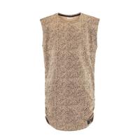 CoolCat Junior T-shirtjurk Denise met all over print en plooien bruin/zwart