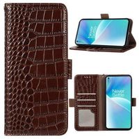 Crocodile Series OnePlus Nord 2T Wallet Leren Hoesje met RFID - Bruin - thumbnail